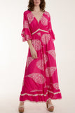 Paisley Print Ruffle Sleeve Jumpsuit For Women  - Dropwear