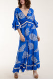 Black Paisley Print Ruffle Sleeve Jumpsuit For Women ONE SIZE - Dropwear