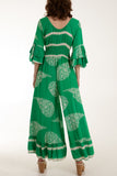 Royal Blue Paisley Print Ruffle Sleeve Jumpsuit For Women ONE SIZE - Dropwear