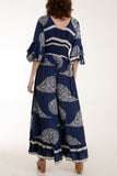 Khaki Paisley Print Ruffle Sleeve Jumpsuit For Women ONE SIZE - Dropwear