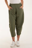 Khaki Jersey Pockets Relaxed Fit Trousers For Women ONE SIZE - Dropwear
