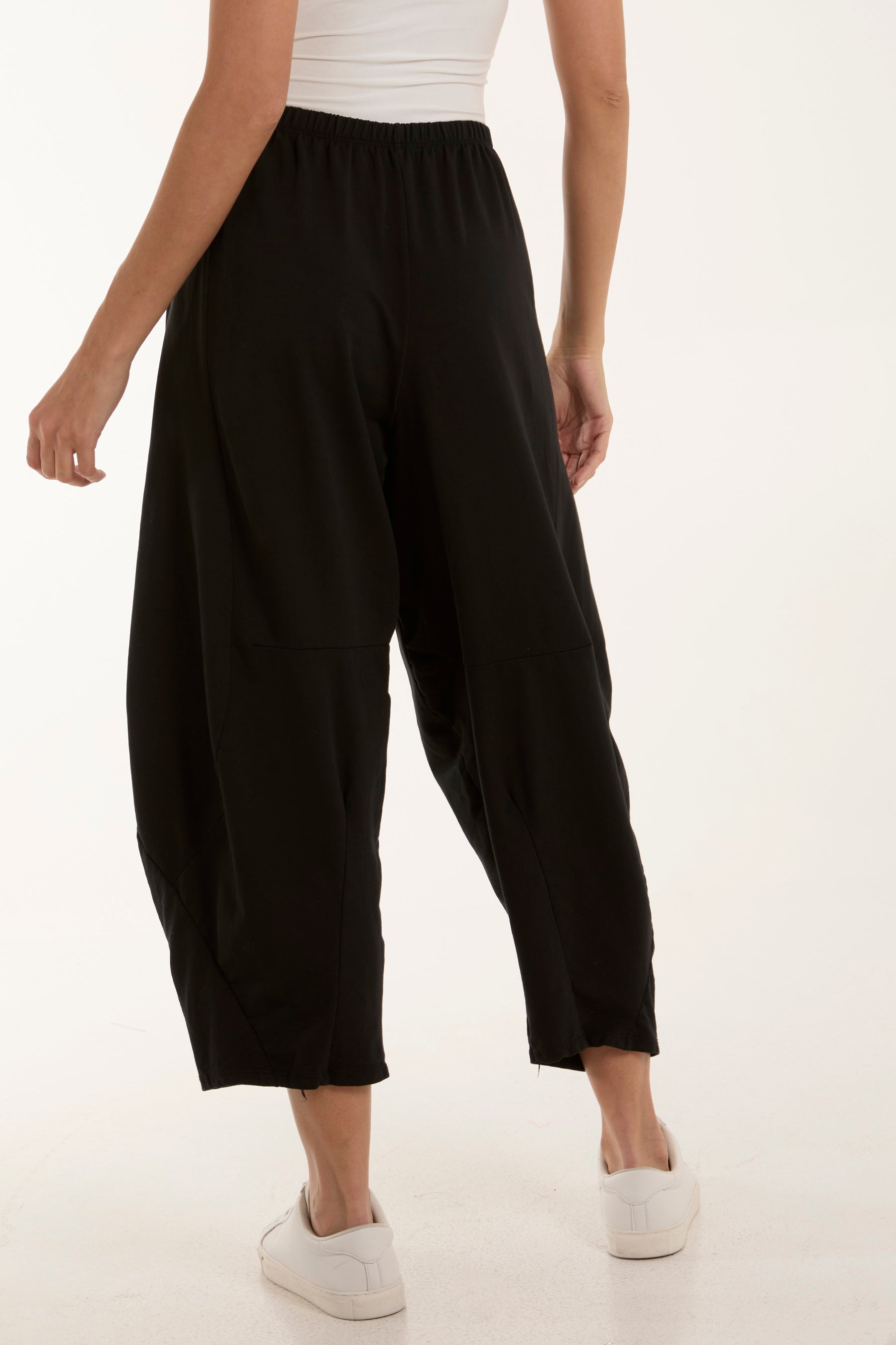 White Jersey Pockets Relaxed Fit Trousers For Women ONE SIZE - Dropwear