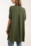 Side Button Detail Floaty Shirt For Women  - Dropwear