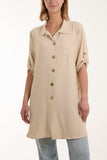 Side Button Detail Floaty Shirt For Women  - Dropwear
