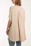 Side Button Detail Floaty Shirt For Women  - Dropwear