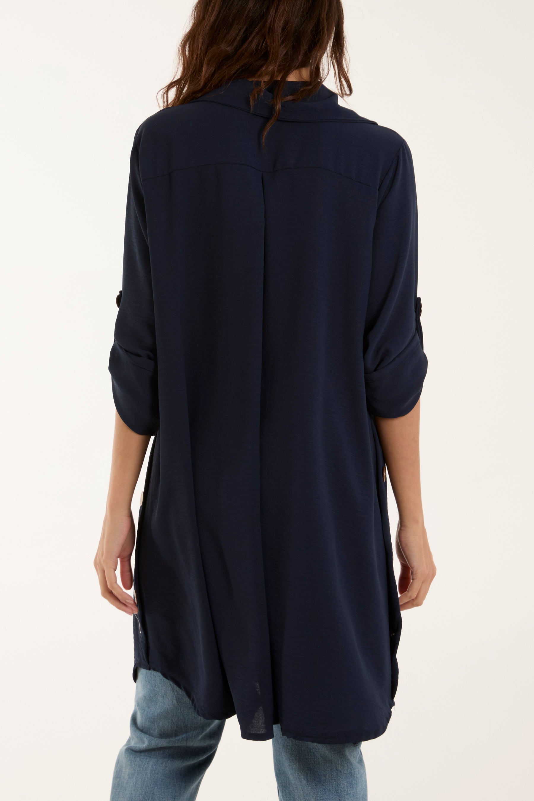 Side Button Detail Floaty Shirt For Women  - Dropwear