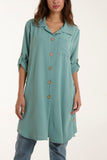 White Side Button Detail Floaty Shirt For Women ONE SIZE - Dropwear