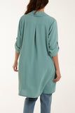 Khaki Side Button Detail Floaty Shirt For Women ONE SIZE - Dropwear
