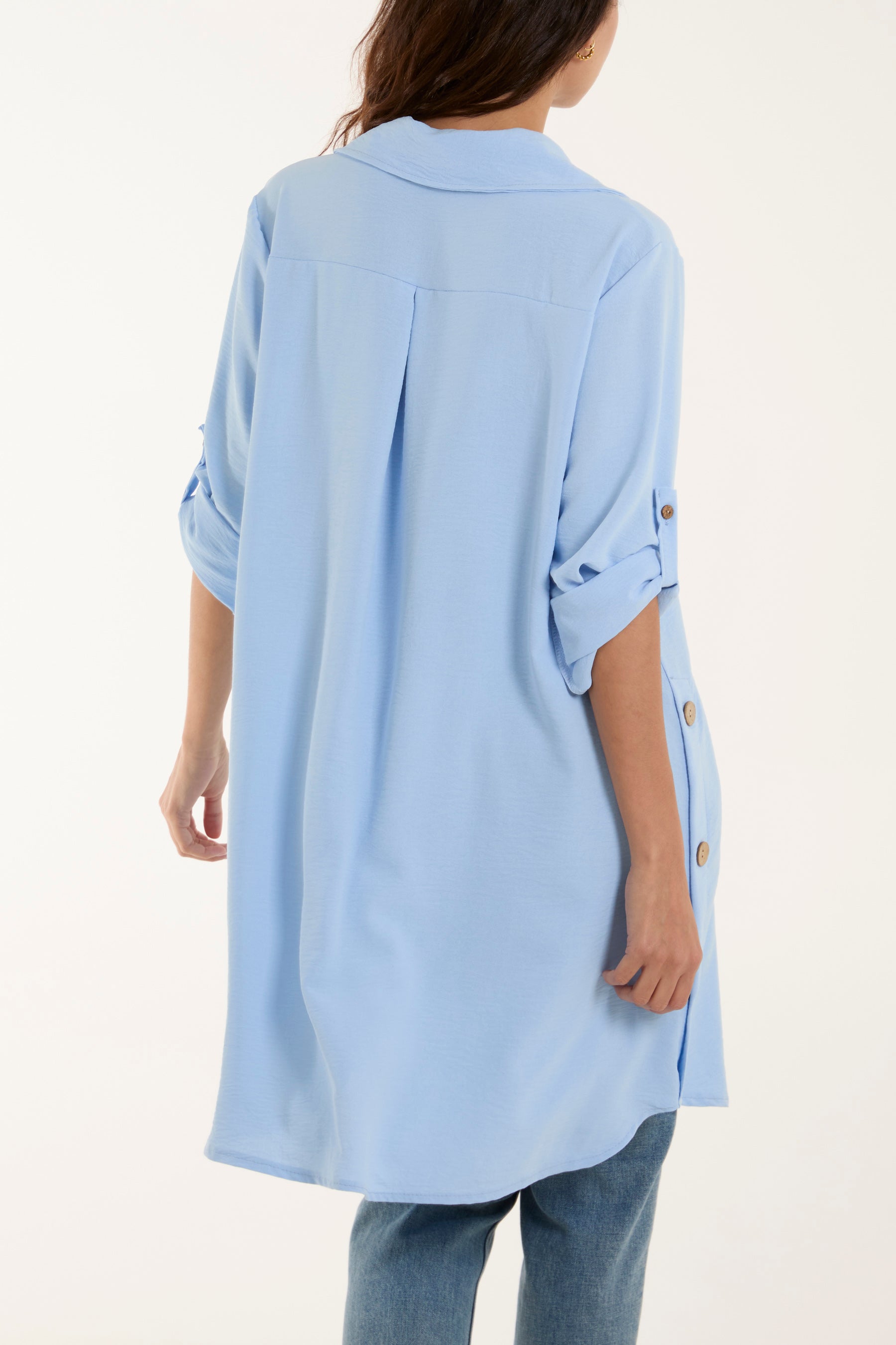Side Button Detail Floaty Shirt For Women  - Dropwear