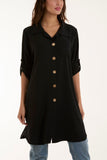 Side Button Detail Floaty Shirt For Women  - Dropwear