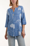 Black Geometric Shapes Silver Button Top For Women ONE SIZE - Dropwear