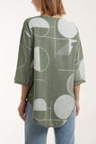 Geometric Shapes Silver Button Top For Women  - Dropwear