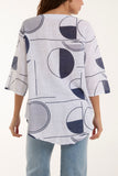 Blush Geometric Shapes Silver Button Top For Women ONE SIZE - Dropwear