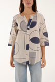 Lime Geometric Shapes Silver Button Top For Women ONE SIZE - Dropwear