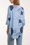 Geometric Shapes Silver Button Top For Women  - Dropwear