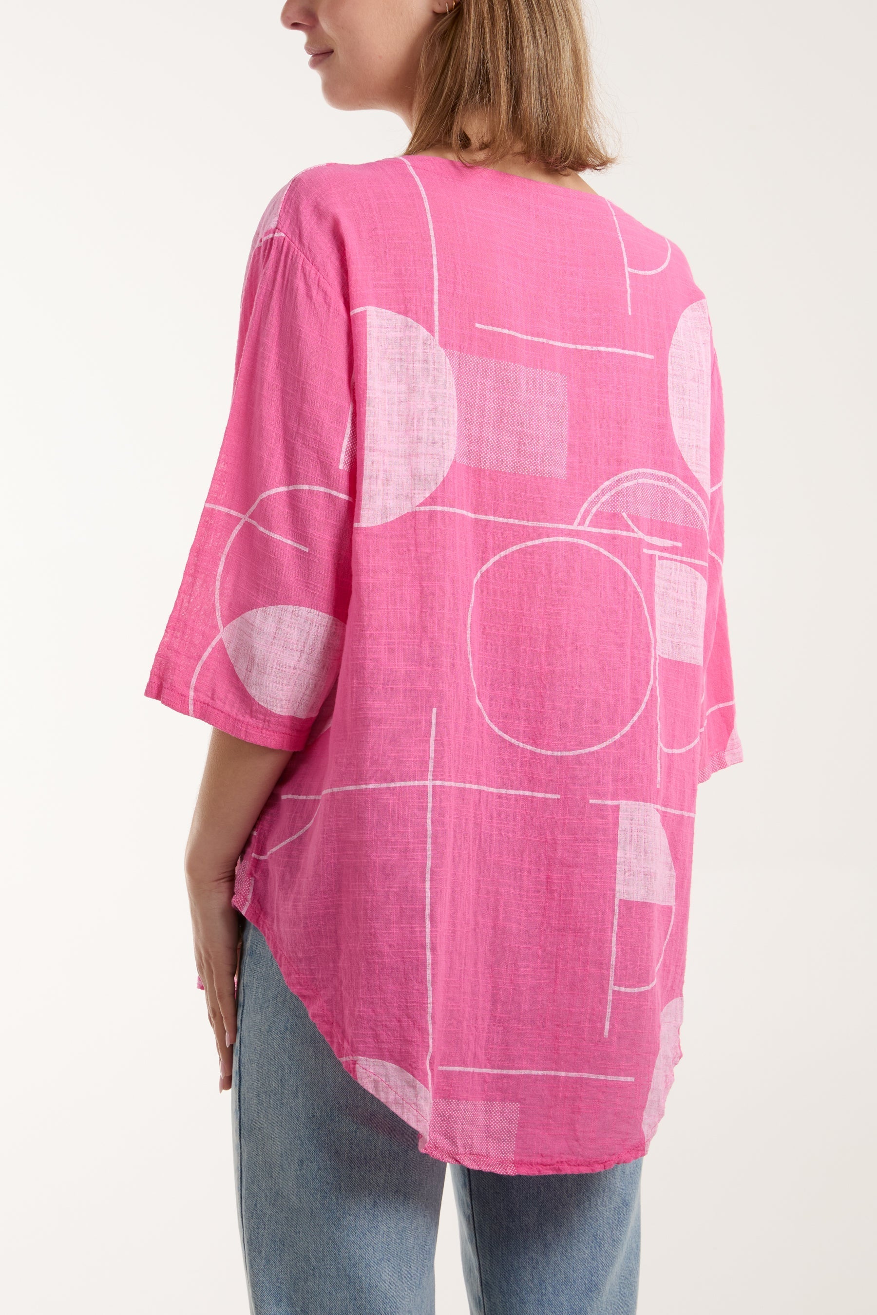 Khaki Geometric Shapes Silver Button Top For Women ONE SIZE - Dropwear