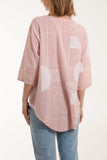 Denim Geometric Shapes Silver Button Top For Women ONE SIZE - Dropwear