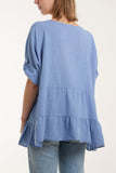 Beige Tiered Smock Cotton Blouse For Women ONE SIZE - Dropwear