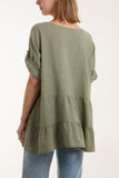 Jade Tiered Smock Cotton Blouse For Women ONE SIZE - Dropwear