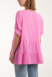 Tiered Smock Cotton Blouse For Women  - Dropwear