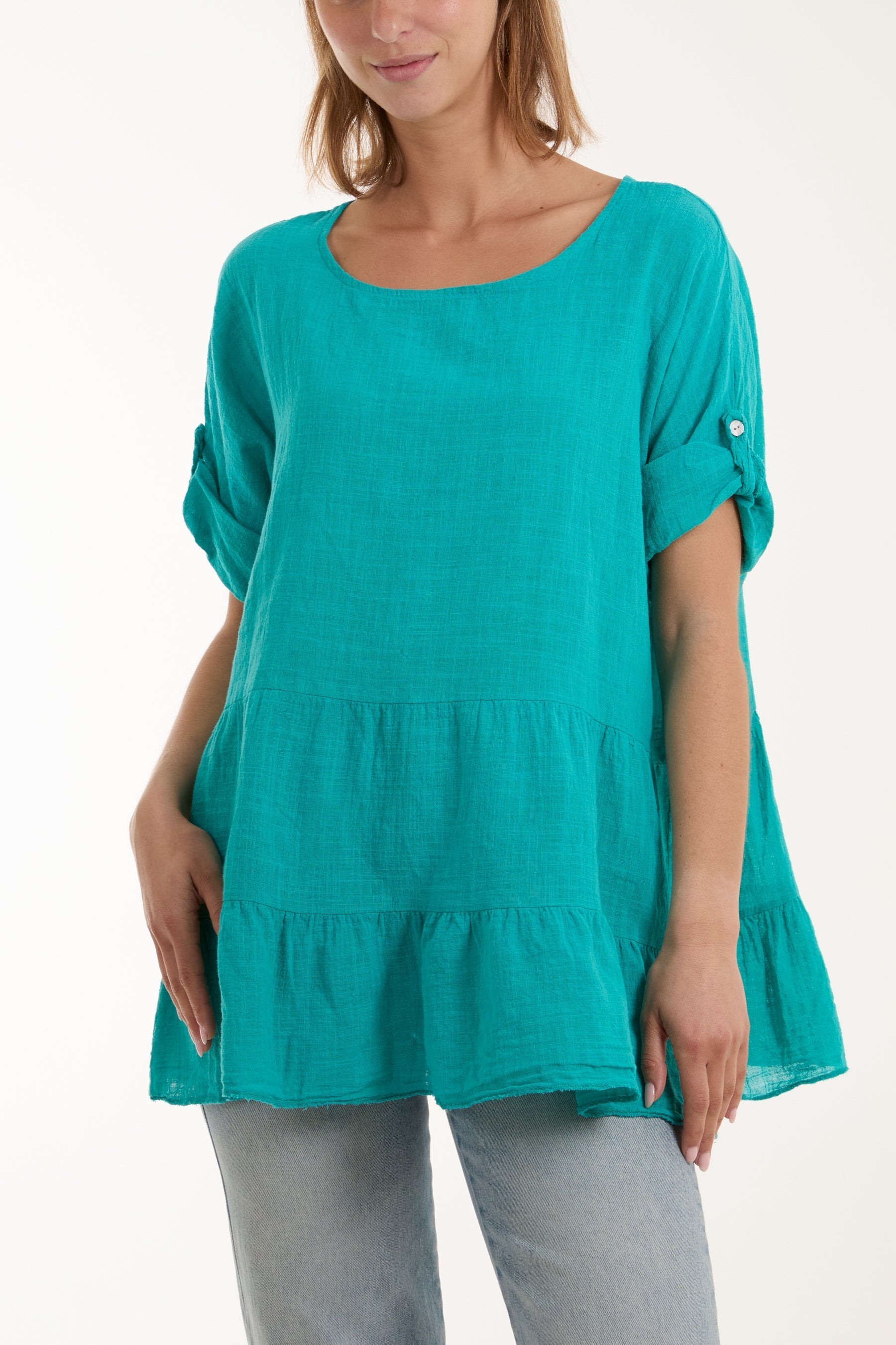 Black Tiered Smock Cotton Blouse For Women ONE SIZE - Dropwear