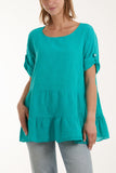 Black Tiered Smock Cotton Blouse For Women ONE SIZE - Dropwear