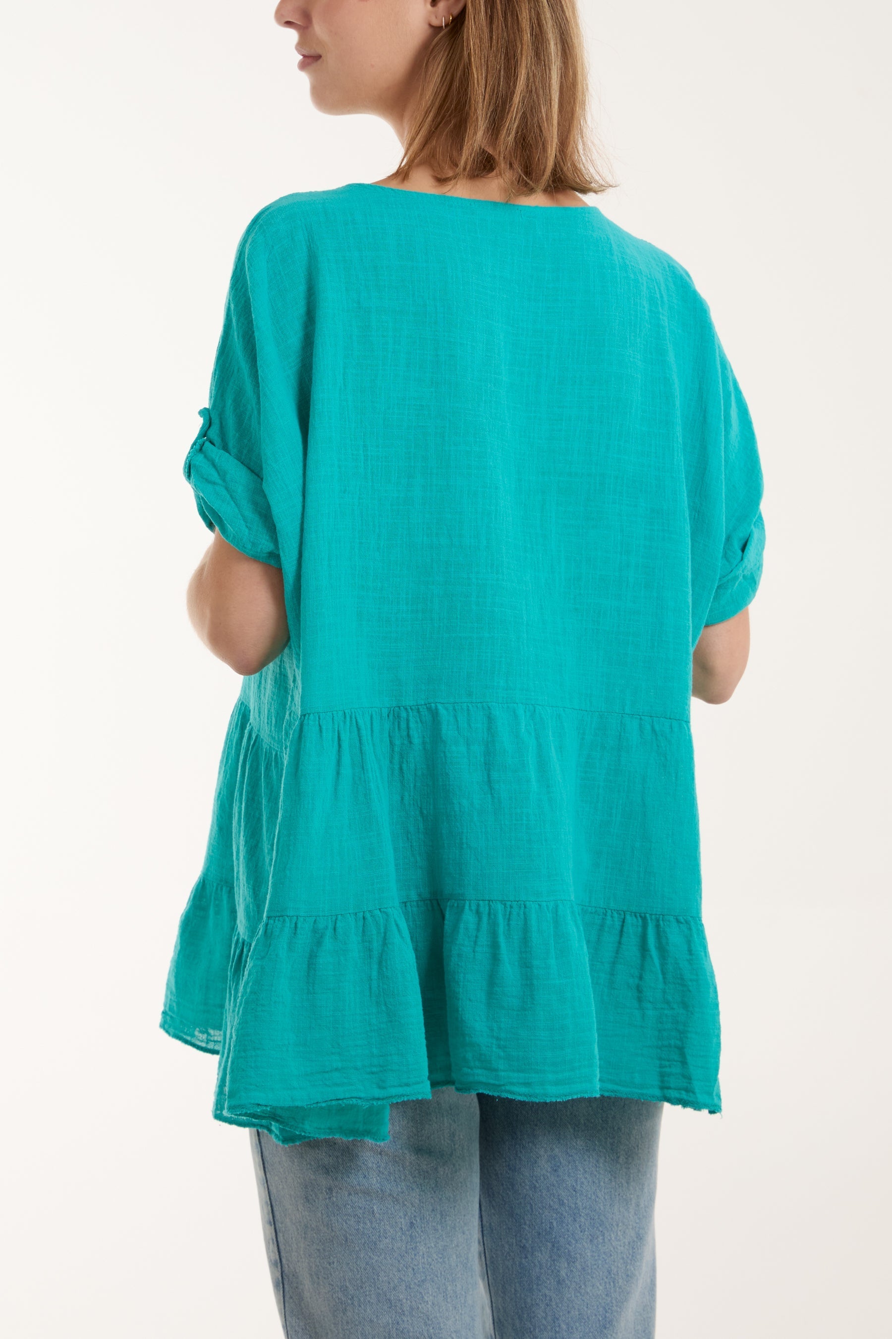 White Tiered Smock Cotton Blouse For Women ONE SIZE - Dropwear