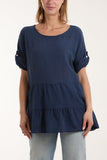 Tiered Smock Cotton Blouse For Women  - Dropwear