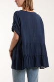 Tiered Smock Cotton Blouse For Women  - Dropwear