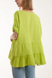 Tiered Smock Cotton Blouse For Women  - Dropwear