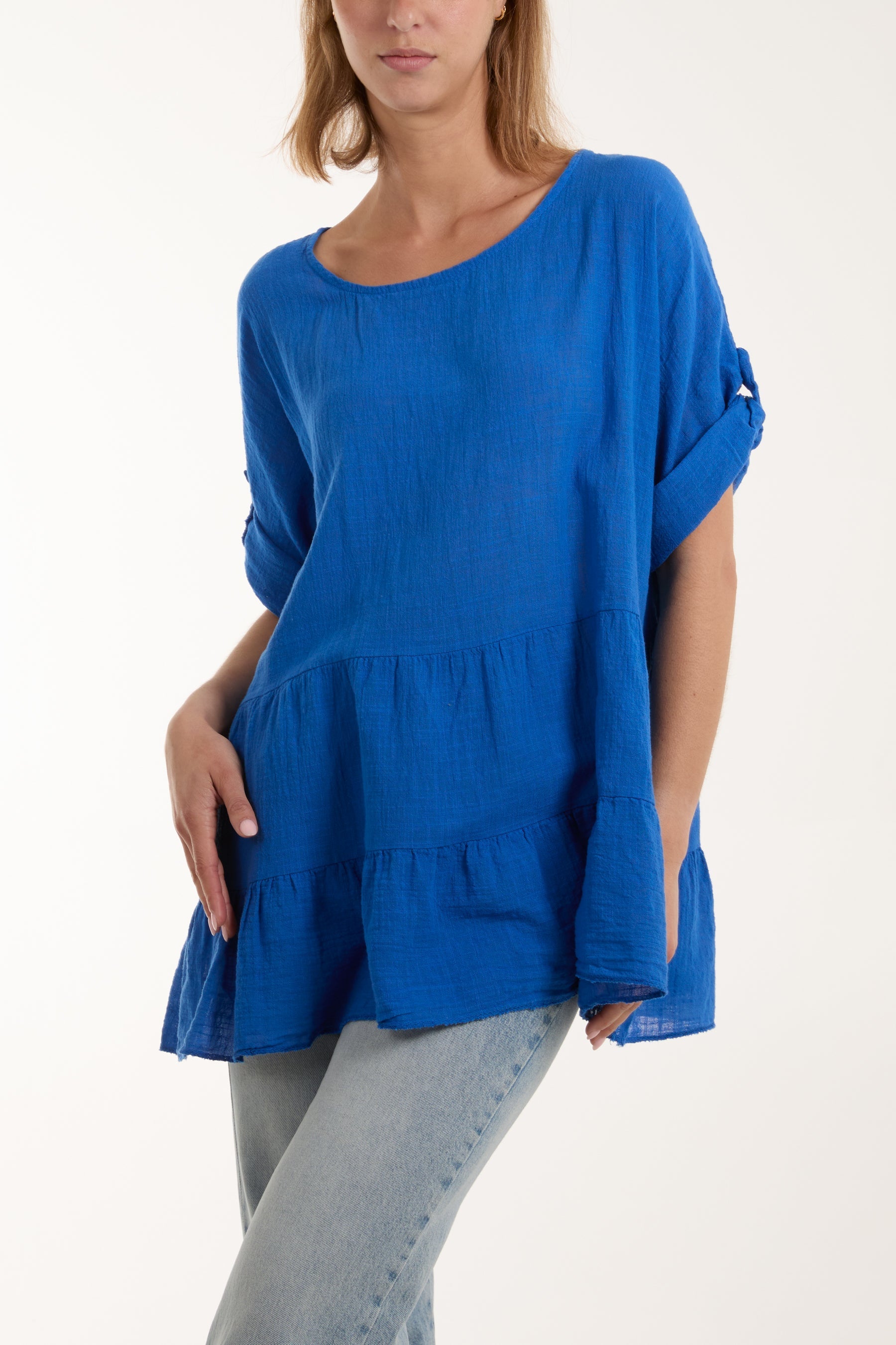 Bubblegum Pink Tiered Smock Cotton Blouse For Women ONE SIZE - Dropwear