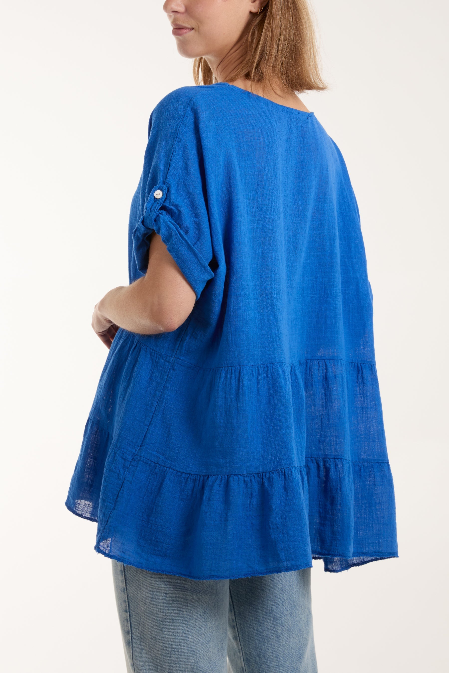 Lime Tiered Smock Cotton Blouse For Women ONE SIZE - Dropwear