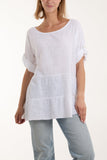 Turquoise Tiered Smock Cotton Blouse For Women ONE SIZE - Dropwear
