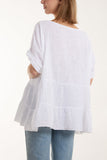 Tiered Smock Cotton Blouse For Women  - Dropwear