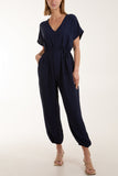 V-Neck Tied Waist Long Jumpsuit For Women  - Dropwear