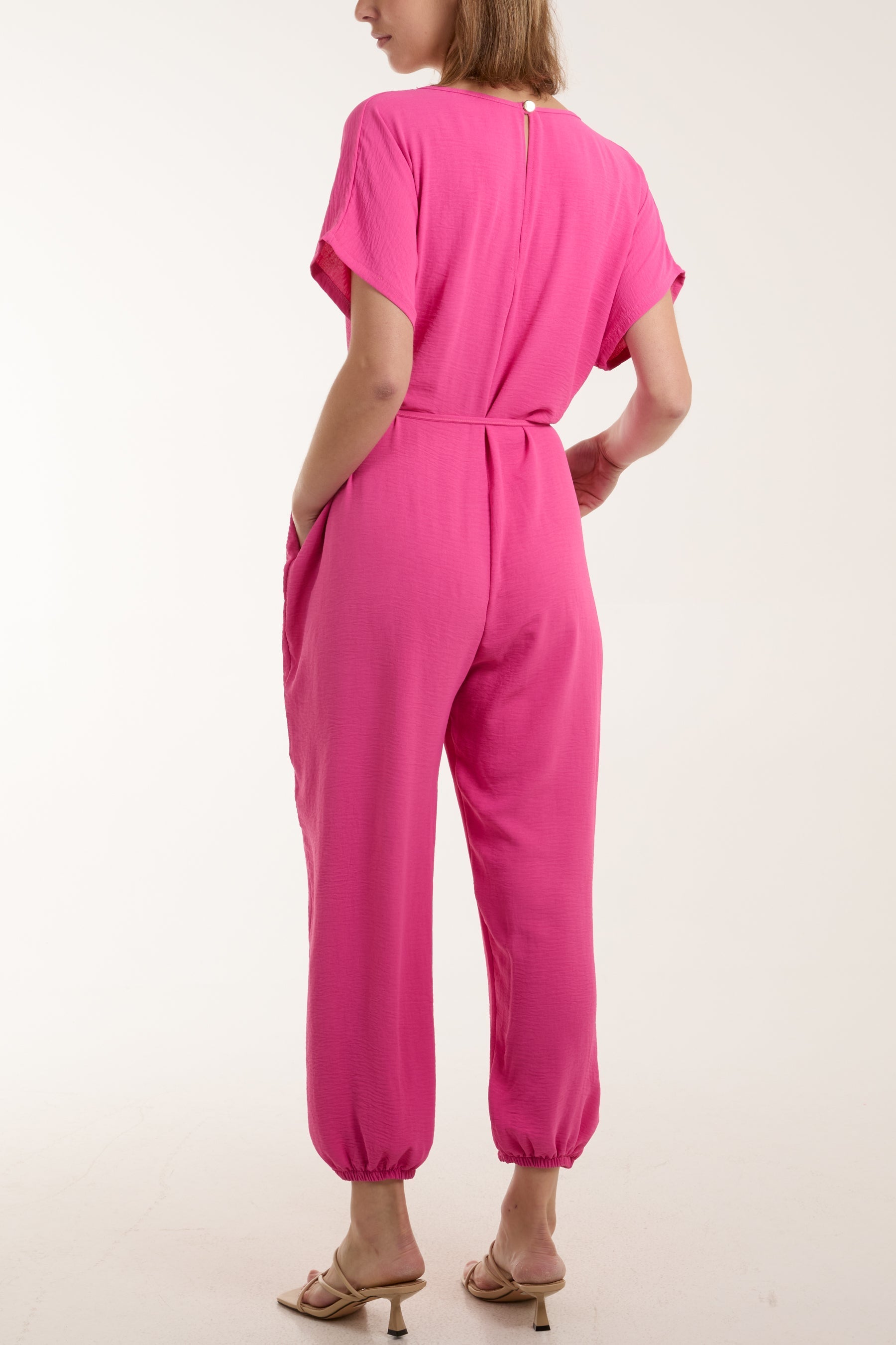 Royal Blue V-Neck Tied Waist Long Jumpsuit For Women ONE SIZE - Dropwear