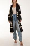 Beige Printed Pockets Long Kimono For Women ONE SIZE - Dropwear
