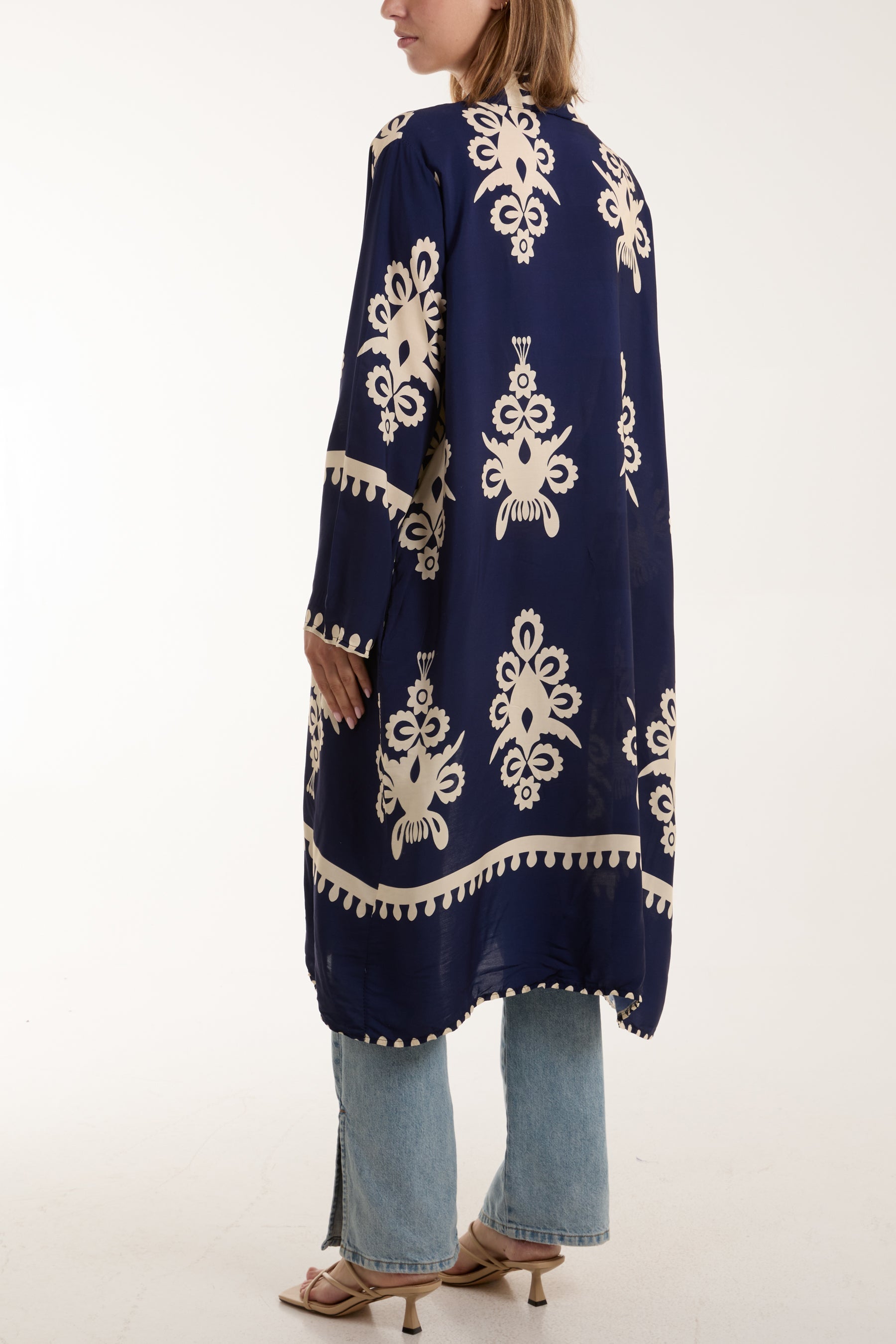 Jade Printed Pockets Long Kimono For Women ONE SIZE - Dropwear