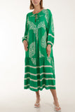 Jade Paisley Print Tunic Maxi Dress For Women ONE SIZE - Dropwear