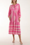 Bubblegum Pink Paisley Print Tunic Maxi Dress For Women ONE SIZE - Dropwear