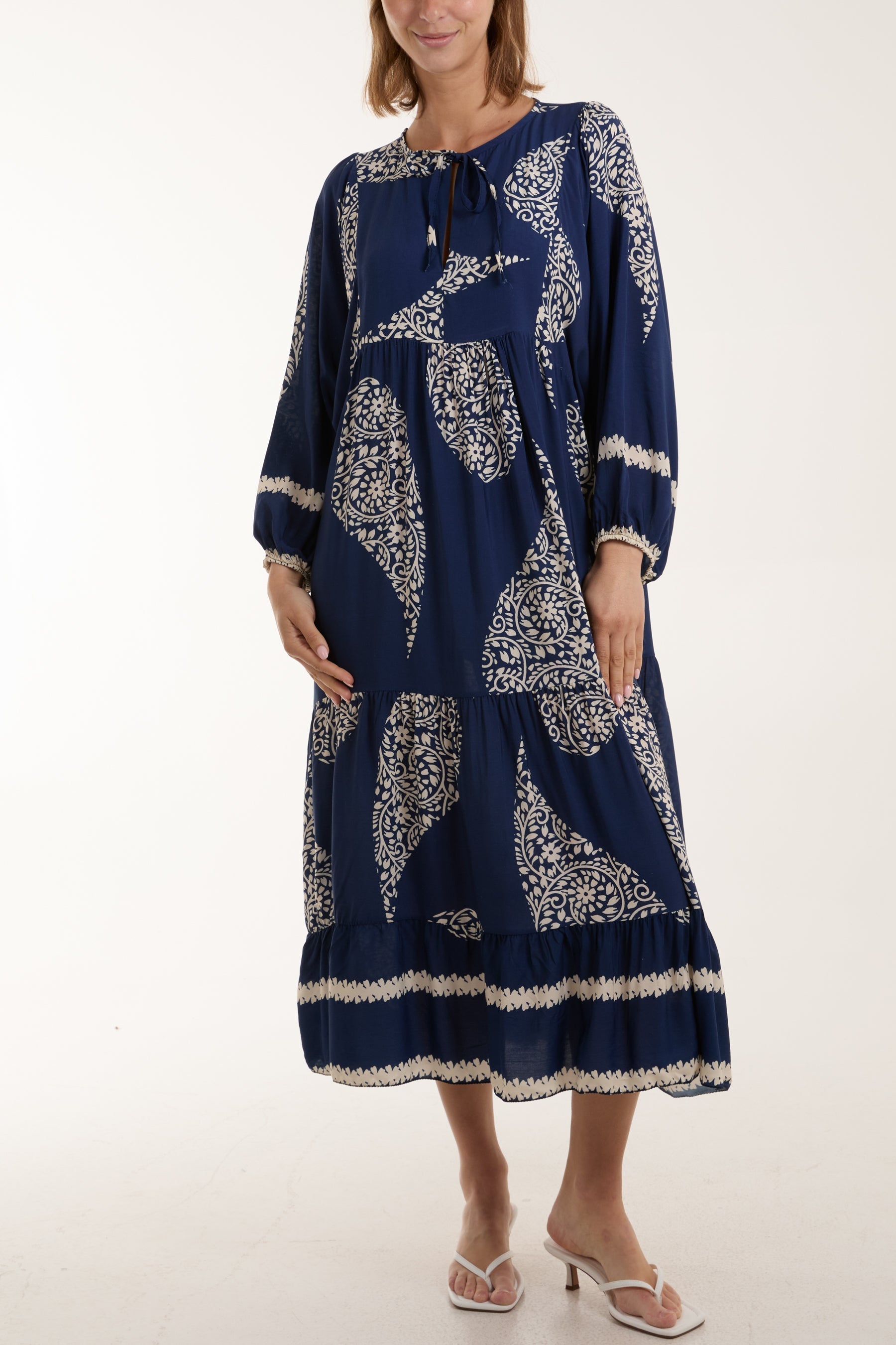 Paisley Print Tunic Maxi Dress For Women  - Dropwear