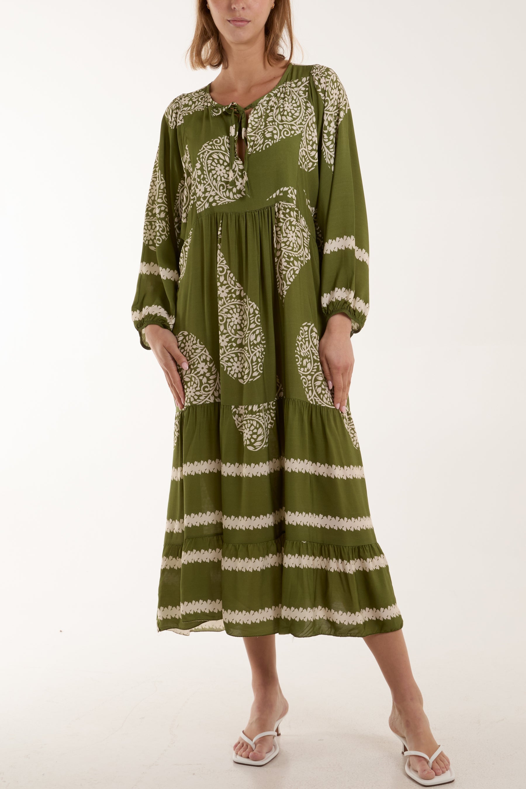 Paisley Print Tunic Maxi Dress For Women  - Dropwear