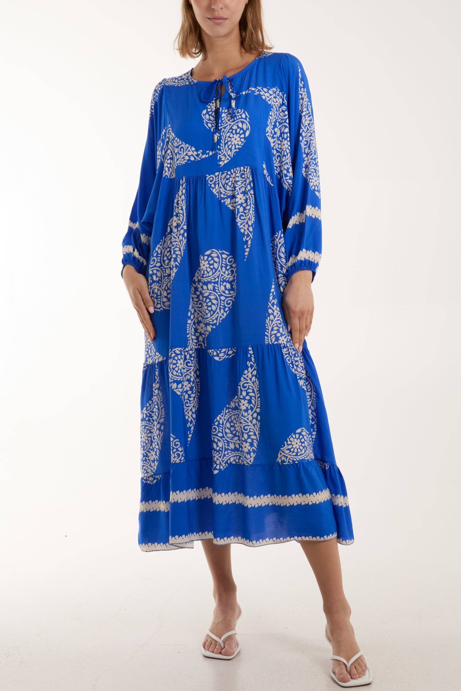 Paisley Print Tunic Maxi Dress For Women  - Dropwear