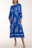 Paisley Print Tunic Maxi Dress For Women  - Dropwear