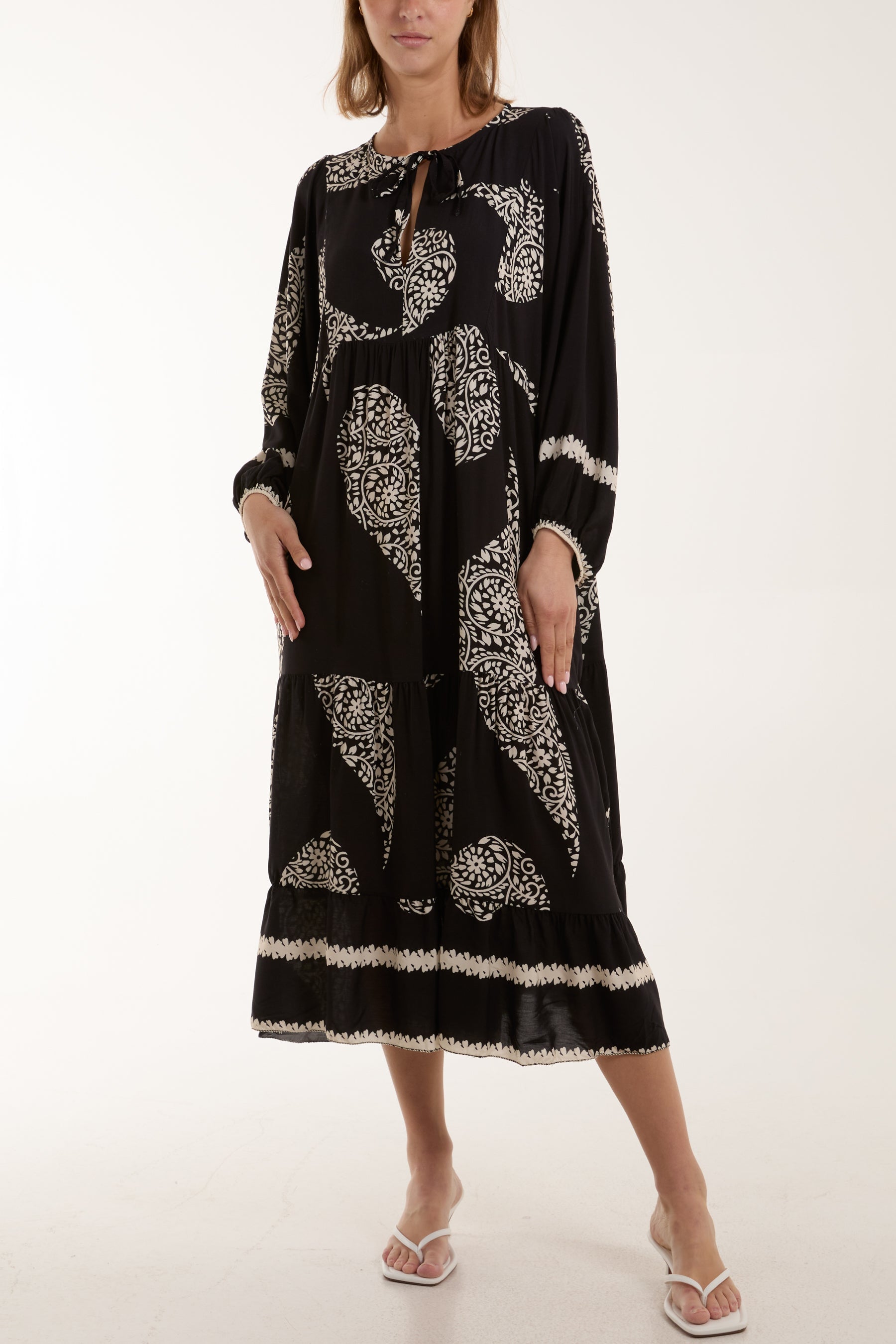 Paisley Print Tunic Maxi Dress For Women  - Dropwear