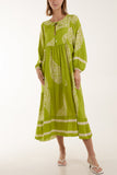 Khaki Paisley Print Tunic Maxi Dress For Women ONE SIZE - Dropwear