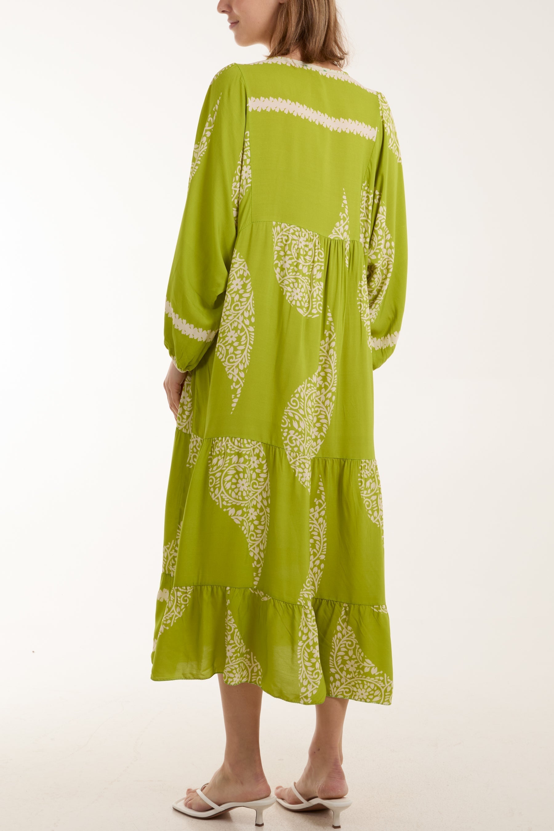 Royal Blue Paisley Print Tunic Maxi Dress For Women ONE SIZE - Dropwear
