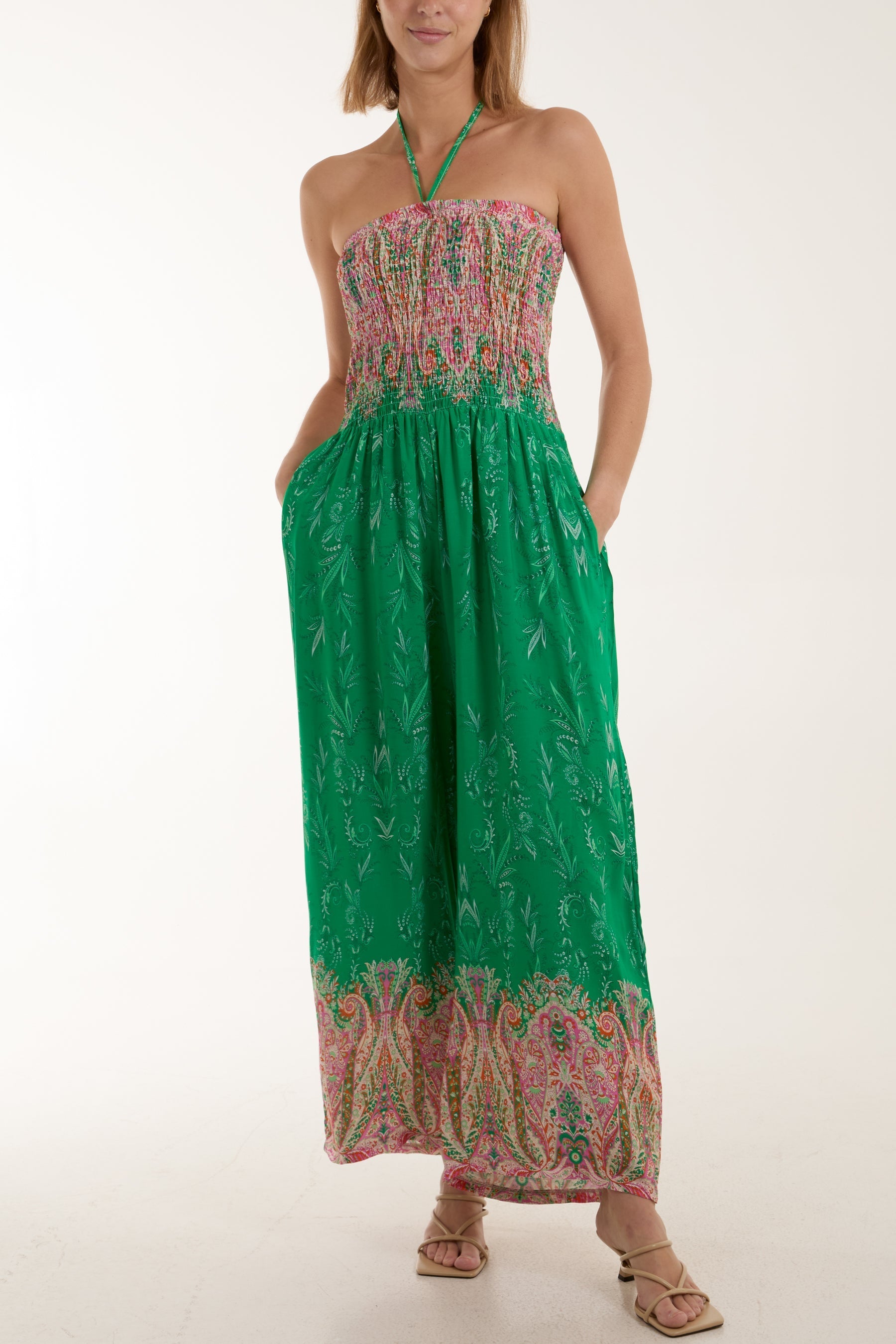 Jade Floral Shirred Bandeau Jumpsuit For Women ONE SIZE - Dropwear