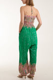 Khaki Floral Shirred Bandeau Jumpsuit For Women ONE SIZE - Dropwear