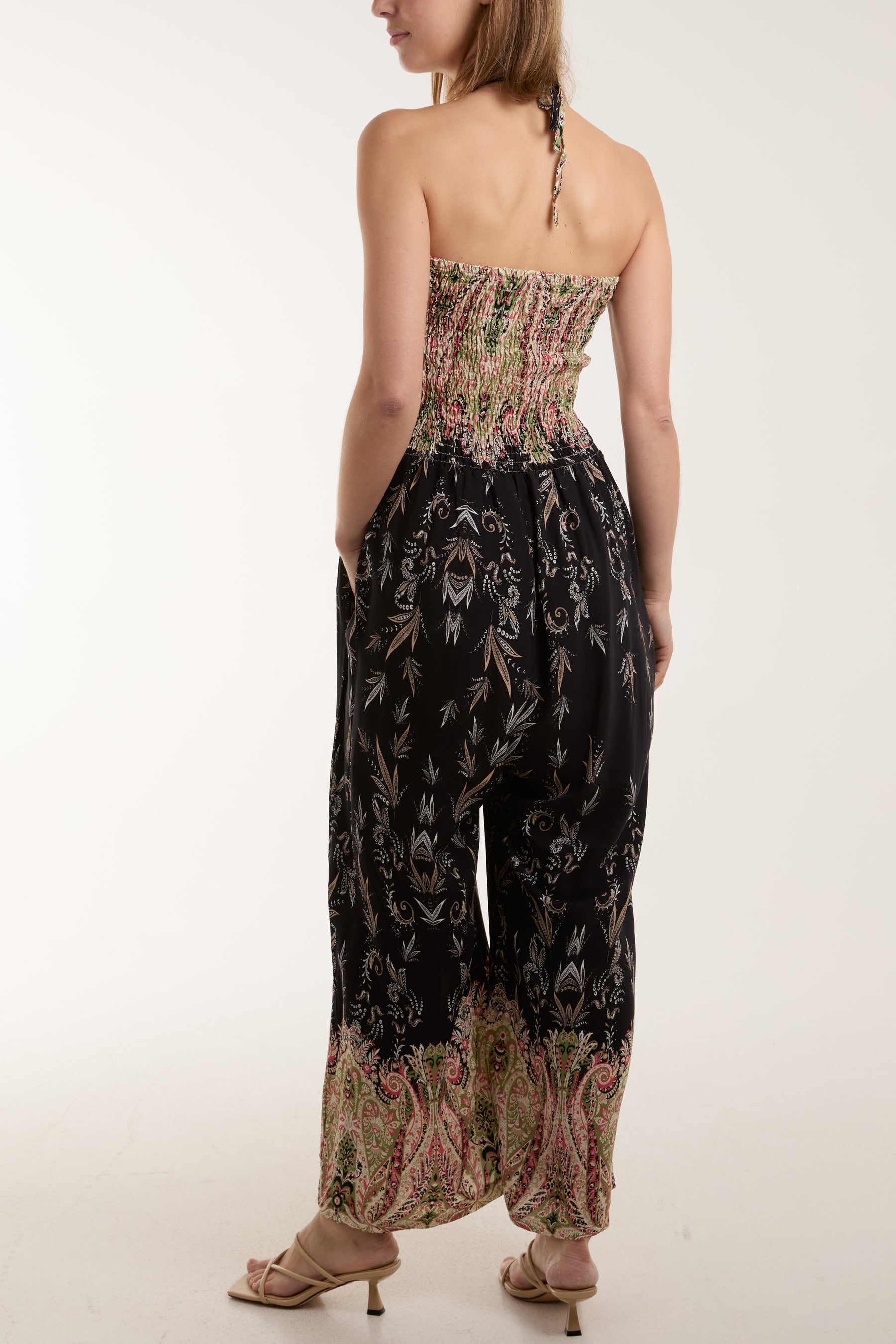 Floral Shirred Bandeau Jumpsuit For Women  - Dropwear